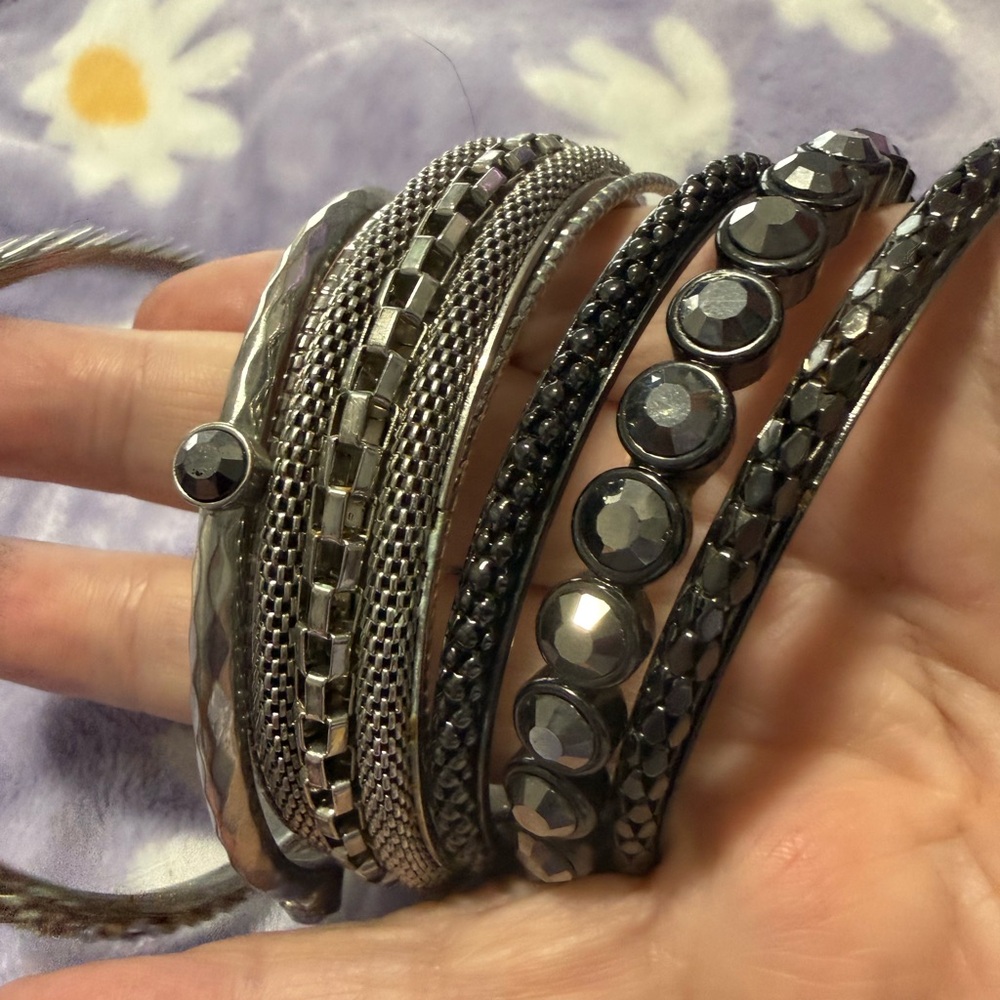 Stylish Silver and Black Bangle Set
You get all for one low price